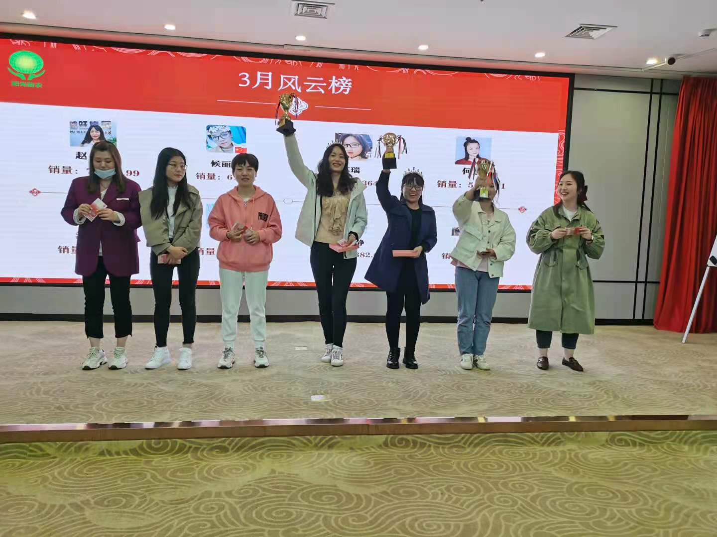 獲得銷售業(yè)績貢獻獎的電銷精英們